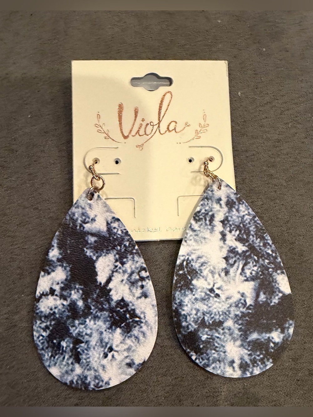 Earrings Viola Leather pierced Tie Dye New